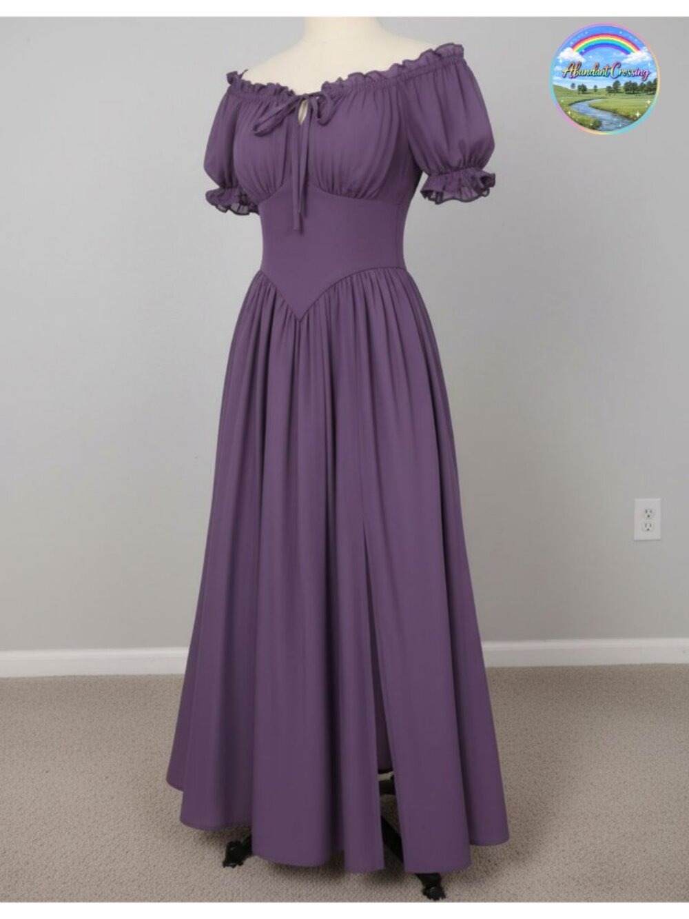 Off Shoulder Corset Renaissance Midi Dress Chiffon Smocked Puff Sleeve